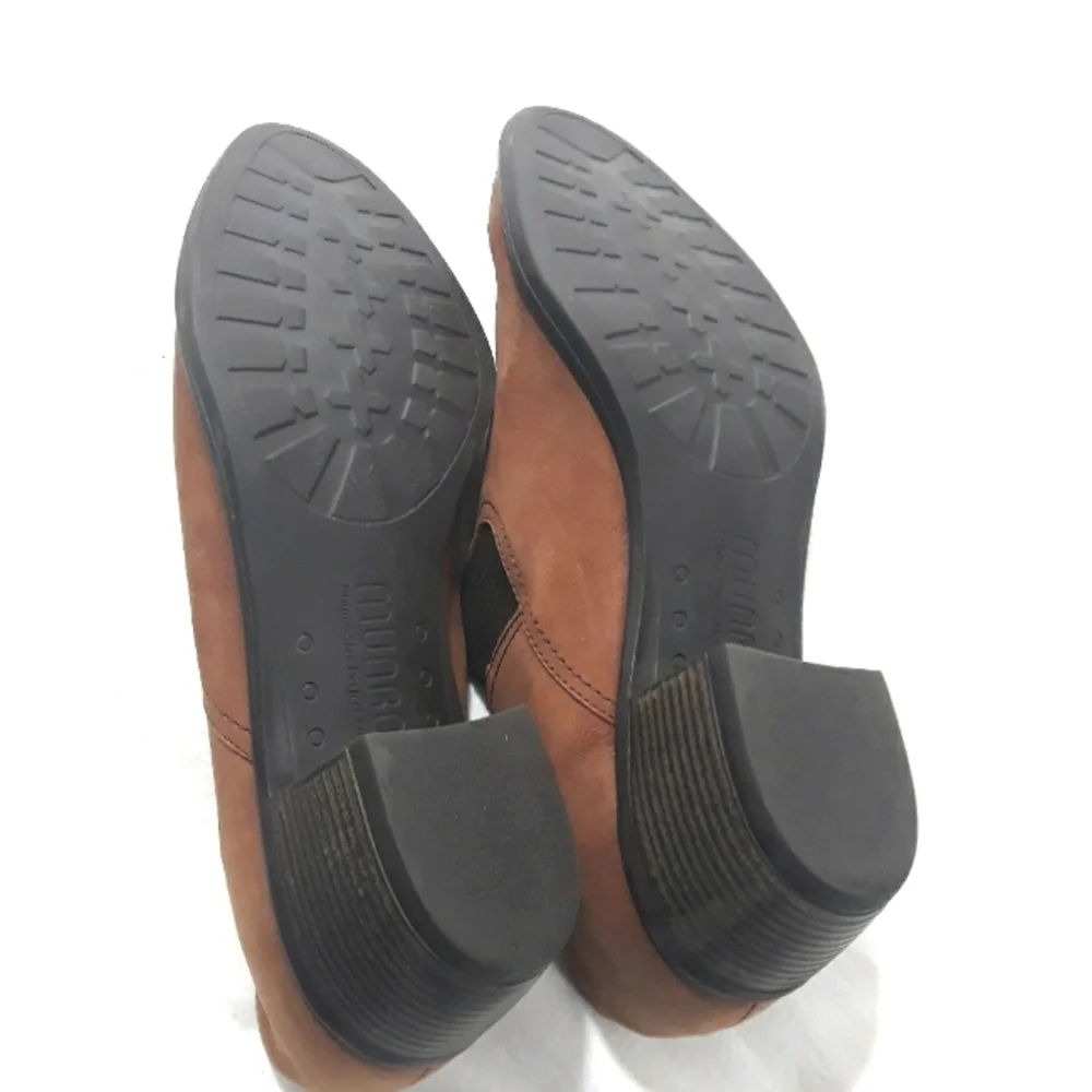 Munro American Tan Boots Leather Loafer Heels Bootie Size 11 M